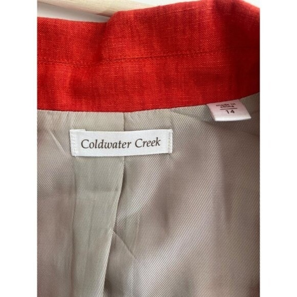Coldwater Creek Blazer Womens 14 100% Linen Open‎ Front Pockets Size 14 - Picture 8 of 12